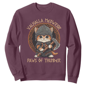Viking Cat Sweatshirt Norse Mythology Cat Warrior TS09 Maroon Print Your Wear