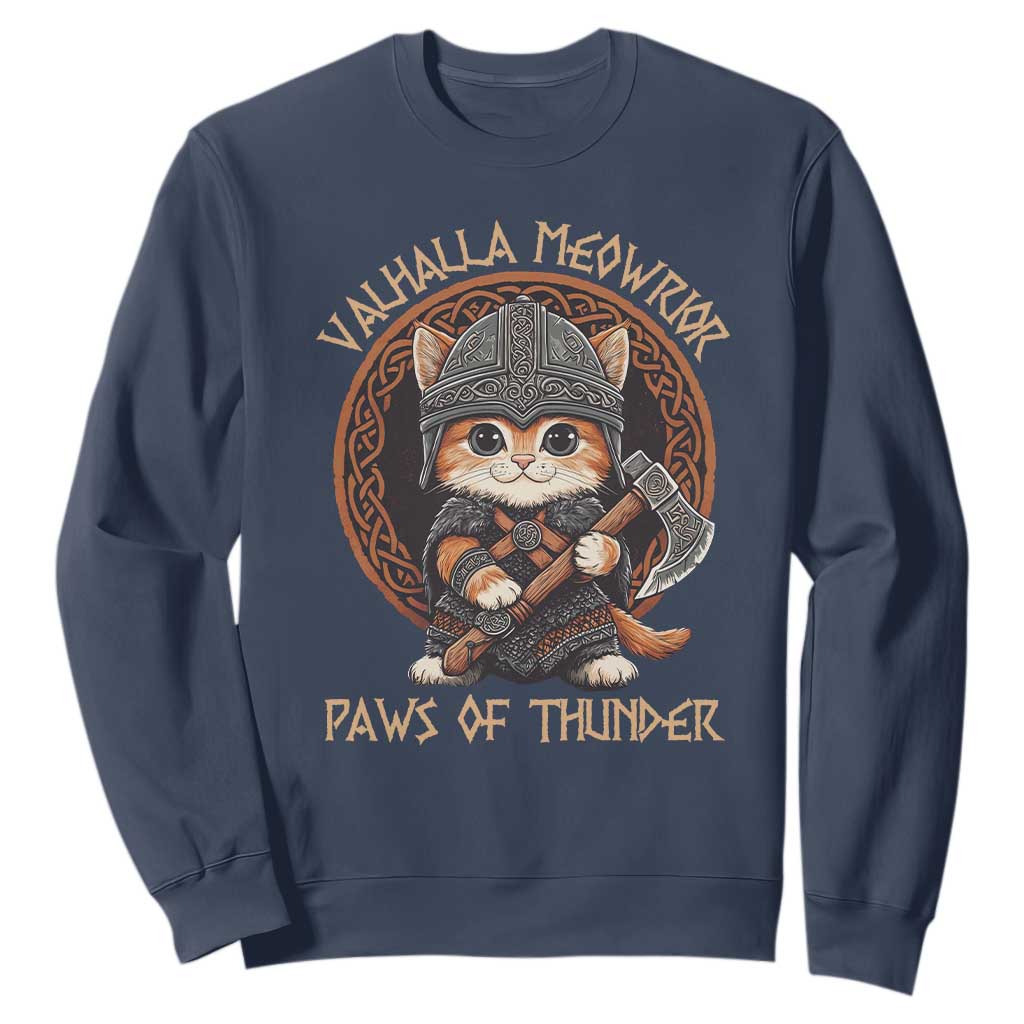Viking Cat Sweatshirt Norse Mythology Cat Warrior TS09 Navy Print Your Wear