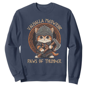 Viking Cat Sweatshirt Norse Mythology Cat Warrior TS09 Navy Print Your Wear