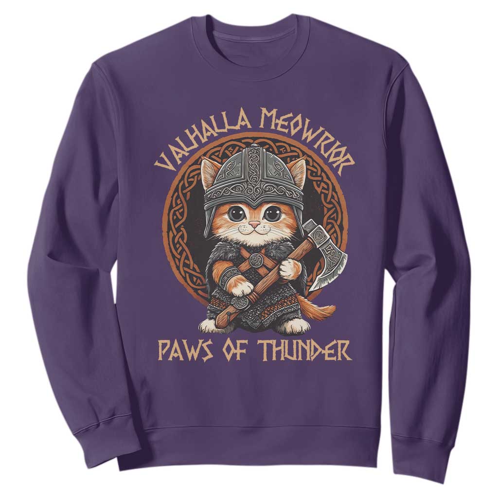 Viking Cat Sweatshirt Norse Mythology Cat Warrior TS09 Purple Print Your Wear
