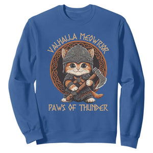 Viking Cat Sweatshirt Norse Mythology Cat Warrior TS09 Royal Blue Print Your Wear