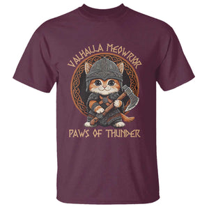 Viking Cat T Shirt Norse Mythology Cat Warrior TS09 Maroon Print Your Wear