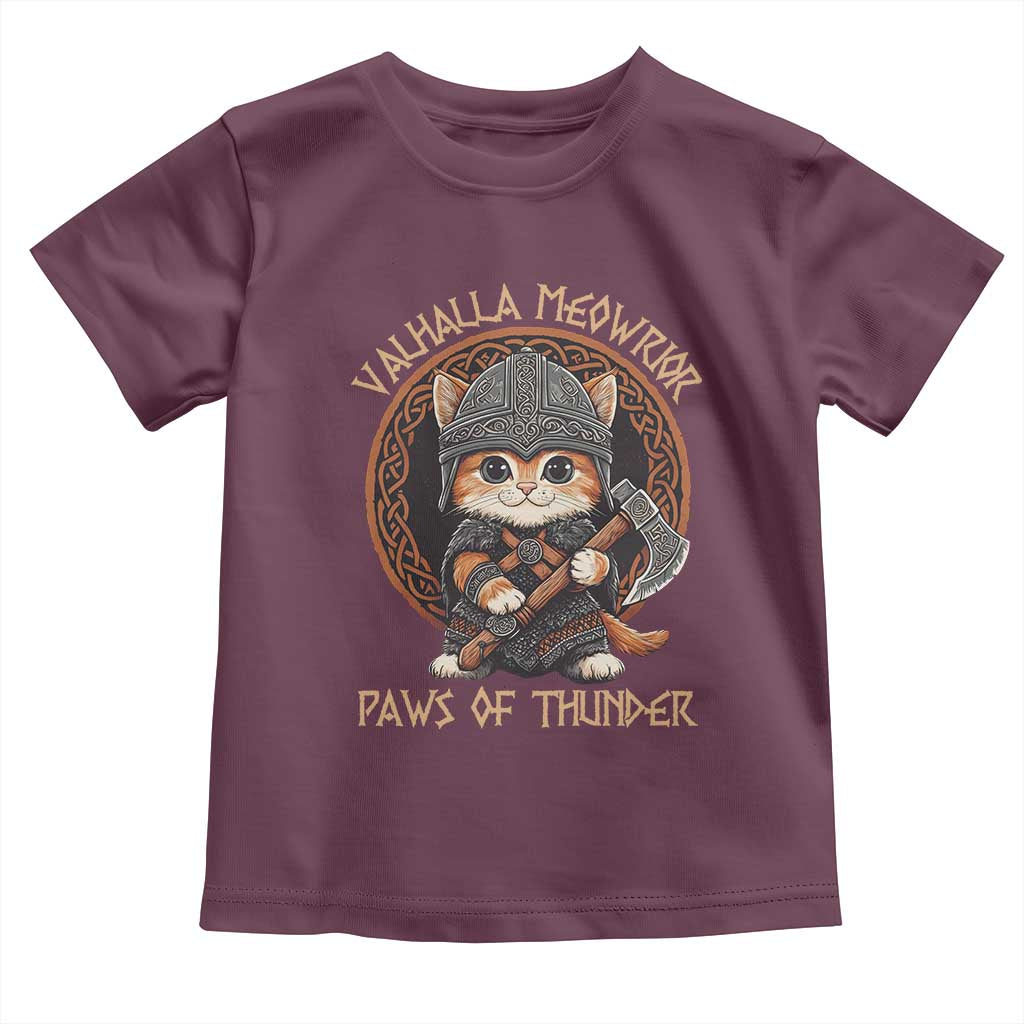 Viking Cat Toddler T Shirt Norse Mythology Cat Warrior TS09 Maroon Print Your Wear