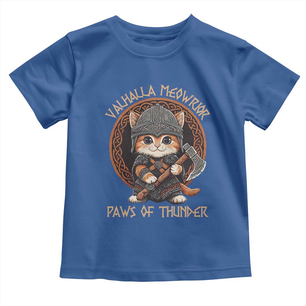 Viking Cat Toddler T Shirt Norse Mythology Cat Warrior TS09 Royal Blue Print Your Wear