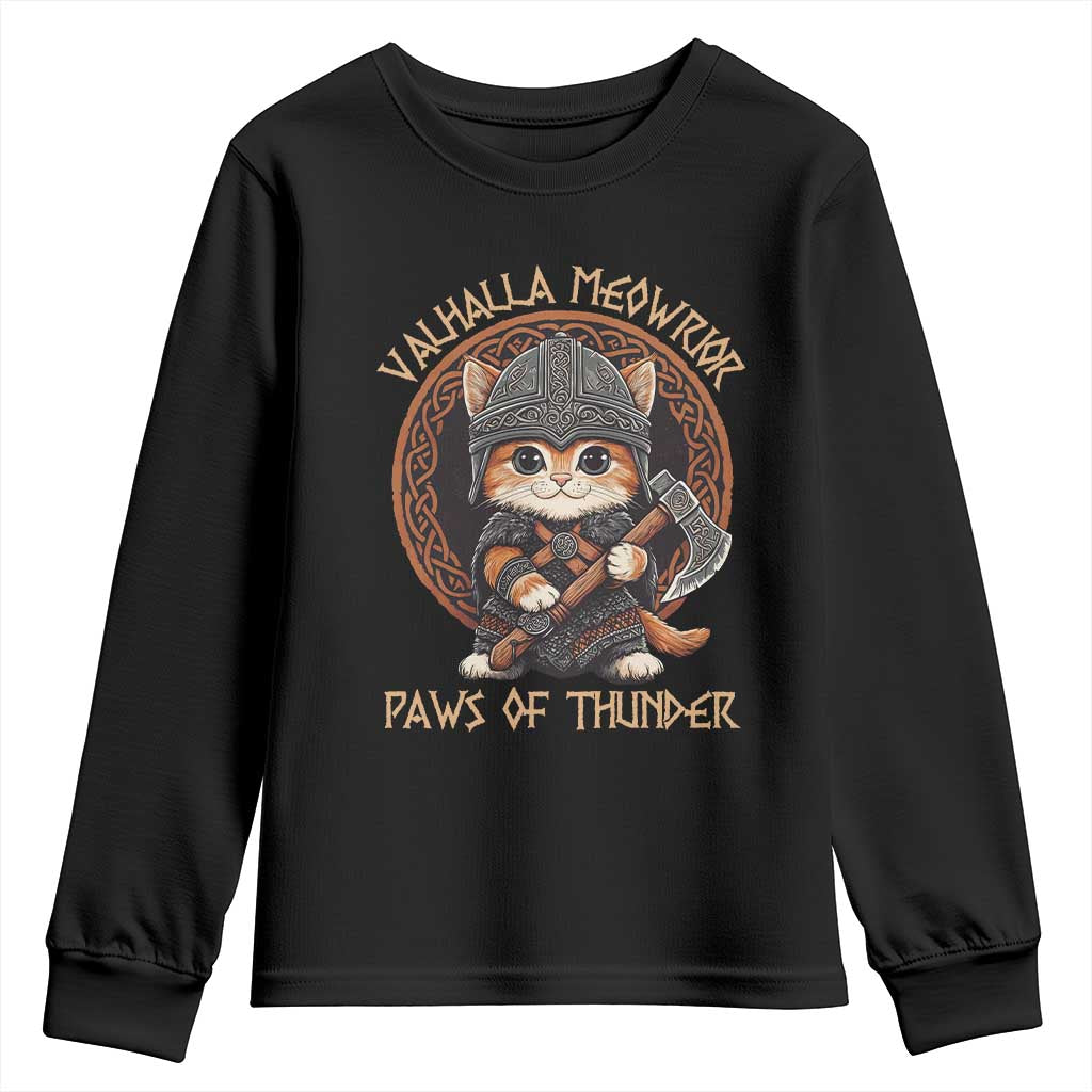 Viking Cat Youth Sweatshirt Norse Mythology Cat Warrior TS09 Black Print Your Wear