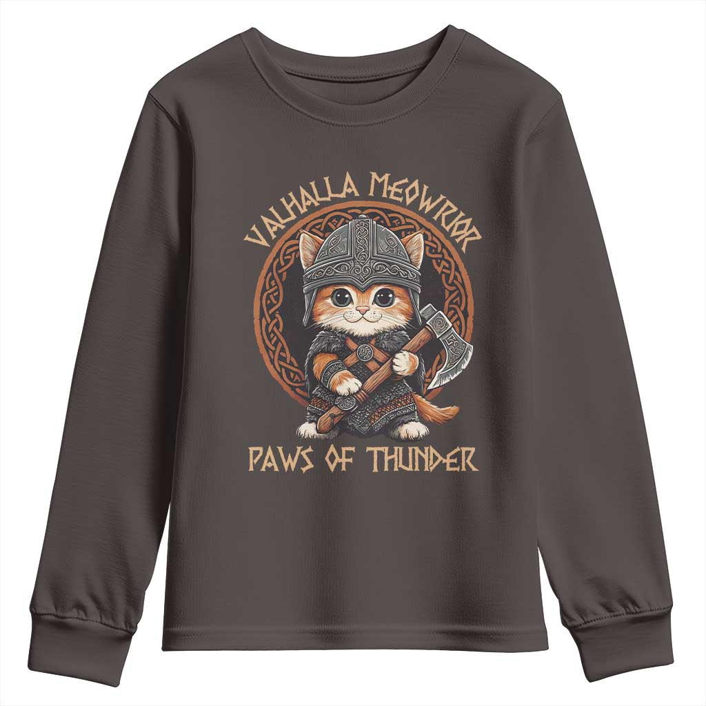 Viking Cat Youth Sweatshirt Norse Mythology Cat Warrior TS09 Dark Chocolate Print Your Wear