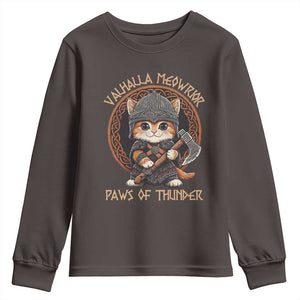 Viking Cat Youth Sweatshirt Norse Mythology Cat Warrior TS09 Dark Chocolate Print Your Wear