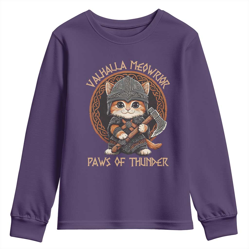 Viking Cat Youth Sweatshirt Norse Mythology Cat Warrior TS09 Purple Print Your Wear