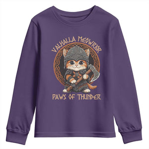 Viking Cat Youth Sweatshirt Norse Mythology Cat Warrior TS09 Purple Print Your Wear