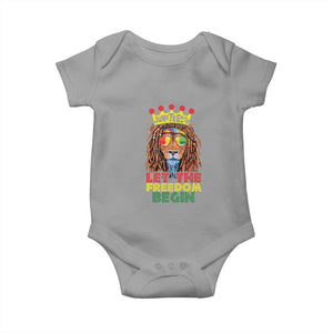 Juneteenth Baby Onesie Lion Rasta Let The Freedom Begin African American TS09 Sport Gray Print Your Wear
