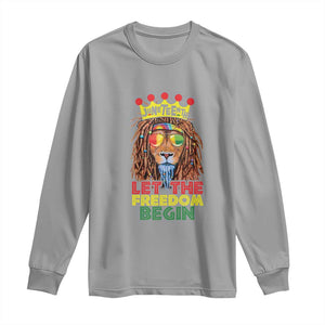 Juneteenth Long Sleeve Shirt Lion Rasta Let The Freedom Begin African American TS09 Sport Gray Print Your Wear