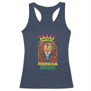 Juneteenth Racerback Tank Top Lion Rasta Let The Freedom Begin African American TS09 Navy Print Your Wear
