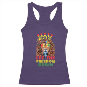 Juneteenth Racerback Tank Top Lion Rasta Let The Freedom Begin African American TS09 Purple Print Your Wear