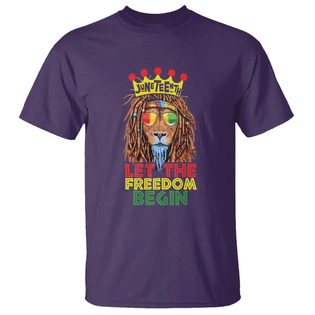Juneteenth T Shirt Let The Freedom Begin Lion Rasta TS09 Purple Print Your Wear