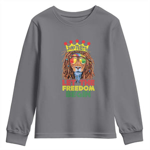 Juneteenth Youth Sweatshirt Lion Rasta Let The Freedom Begin African American TS09 Charcoal Print Your Wear