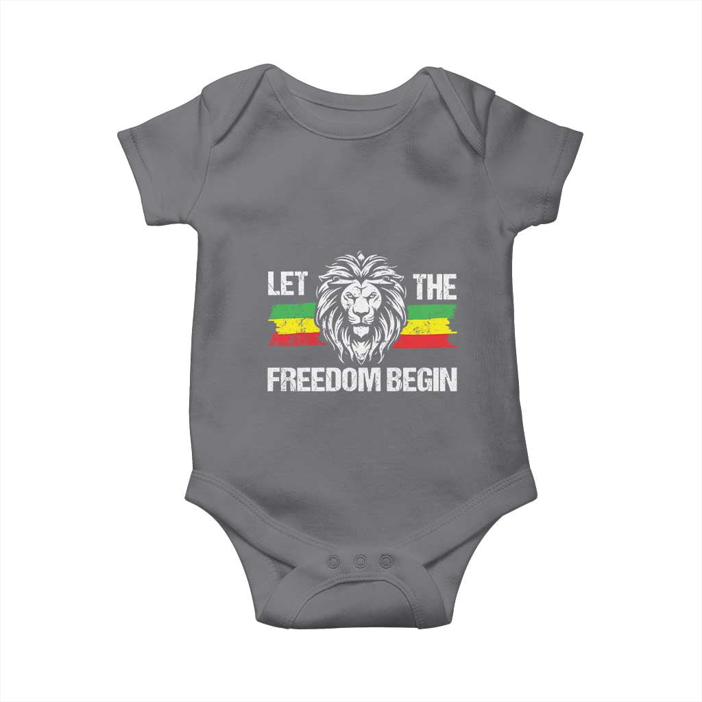 Juneteenth Baby Onesie African American Lion Let The Freedom Begin Melanin Pride TS09 Charcoal Print Your Wear