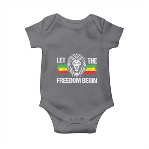 Juneteenth Baby Onesie African American Lion Let The Freedom Begin Melanin Pride TS09 Charcoal Print Your Wear