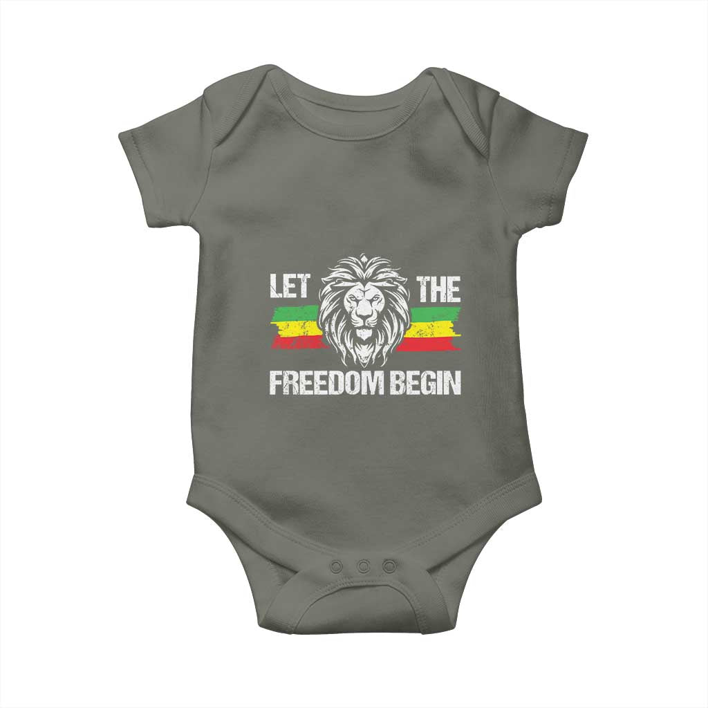 Juneteenth Baby Onesie African American Lion Let The Freedom Begin Melanin Pride TS09 Military Green Print Your Wear
