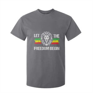 Juneteenth T Shirt For Kid African American Lion Let The Freedom Begin Melanin Pride TS09 Charcoal Print Your Wear