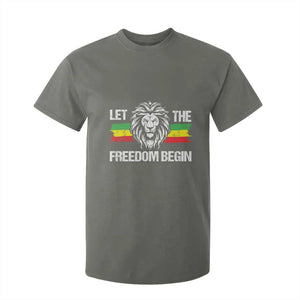 Juneteenth T Shirt For Kid African American Lion Let The Freedom Begin Melanin Pride TS09 Military Green Print Your Wear