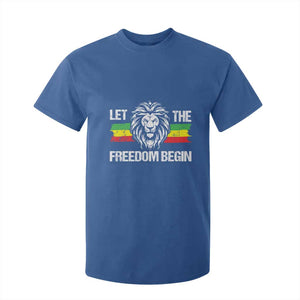 Juneteenth T Shirt For Kid African American Lion Let The Freedom Begin Melanin Pride TS09 Royal Blue Print Your Wear