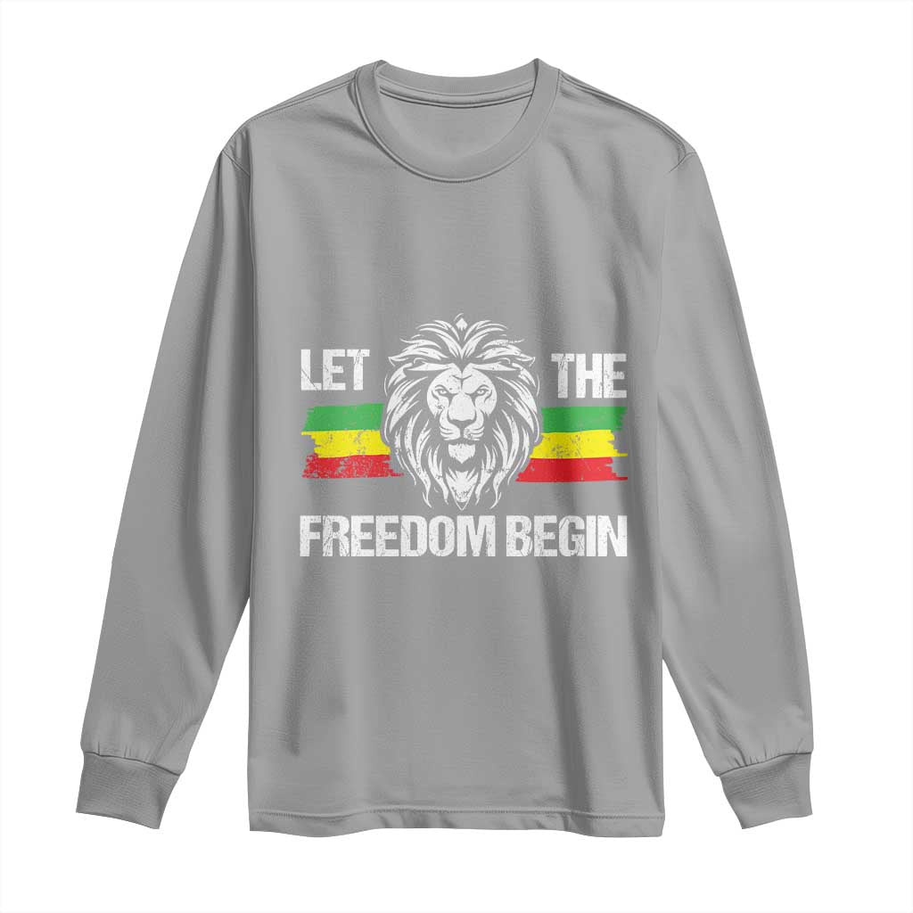 Juneteenth Long Sleeve Shirt African American Lion Let The Freedom Begin Melanin Pride TS09 Sport Gray Print Your Wear