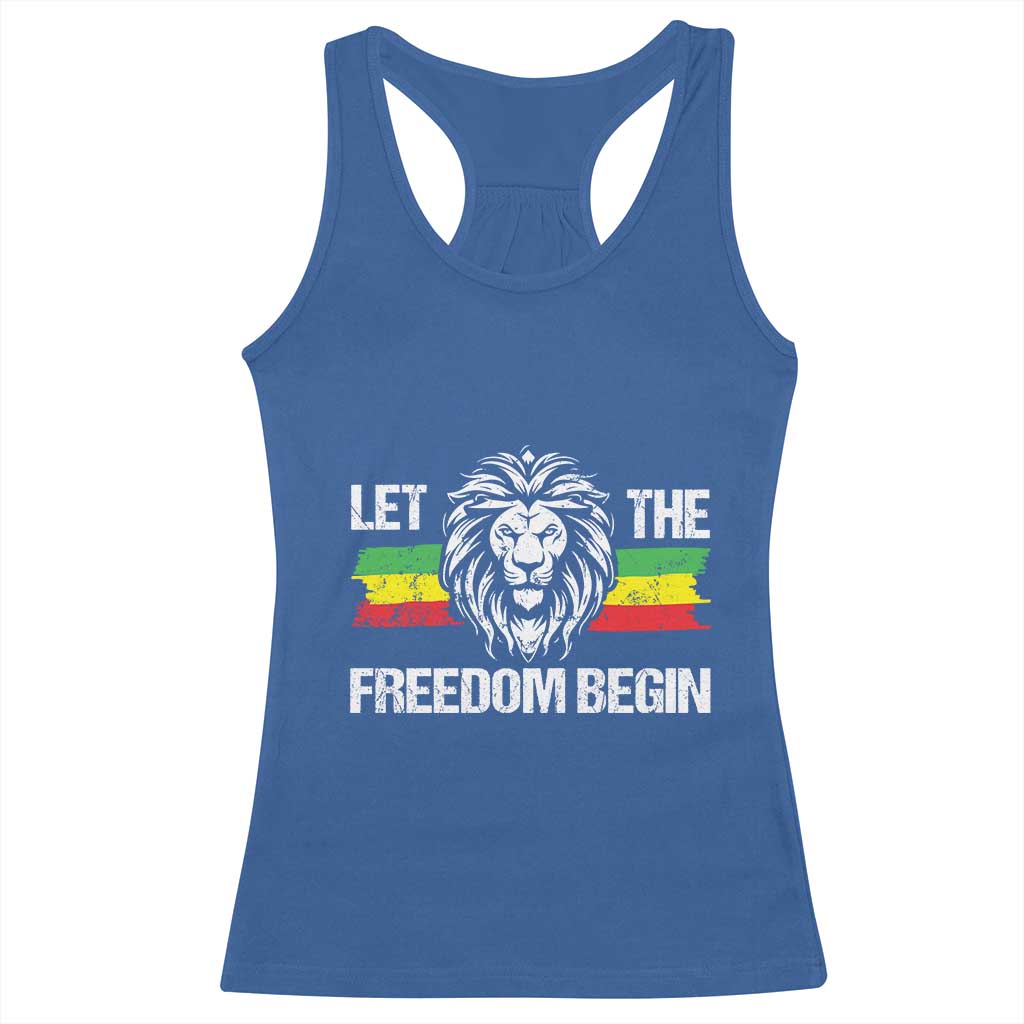 Juneteenth Racerback Tank Top African American Lion Let The Freedom Begin Melanin Pride TS09 Royal Blue Print Your Wear
