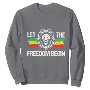 Juneteenth Sweatshirt Let The Freedom Begin African American Lion TS09 Charcoal Print Your Wear