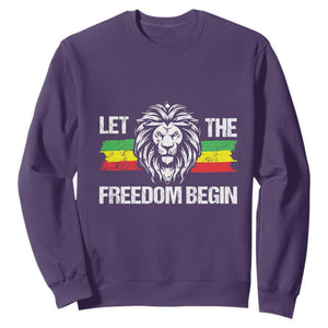 Juneteenth Sweatshirt Let The Freedom Begin African American Lion TS09 Purple Print Your Wear