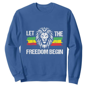 Juneteenth Sweatshirt Let The Freedom Begin African American Lion TS09 Royal Blue Print Your Wear