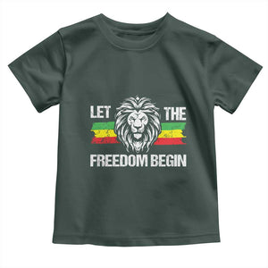 Juneteenth Toddler T Shirt African American Lion Let The Freedom Begin Melanin Pride TS09 Dark Forest Green Print Your Wear