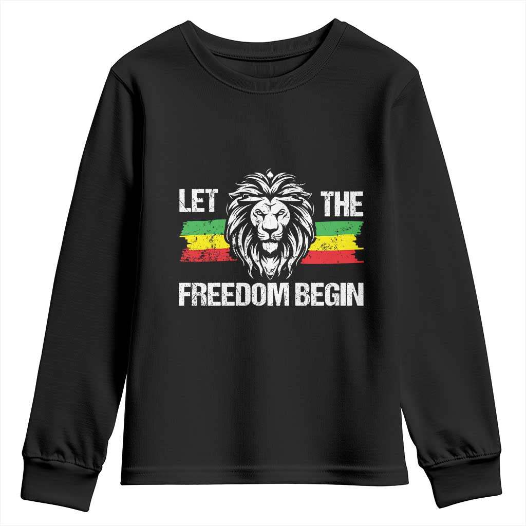 Juneteenth Youth Sweatshirt African American Lion Let The Freedom Begin Melanin Pride TS09 Black Print Your Wear