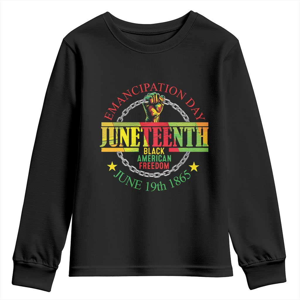 Juneteenth 1865 Youth Sweatshirt Emancipation Day Black American Freedom Melanin Pride TS09 Black Print Your Wear