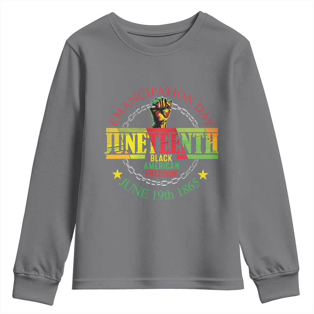 Juneteenth 1865 Youth Sweatshirt Emancipation Day Black American Freedom Melanin Pride TS09 Charcoal Print Your Wear