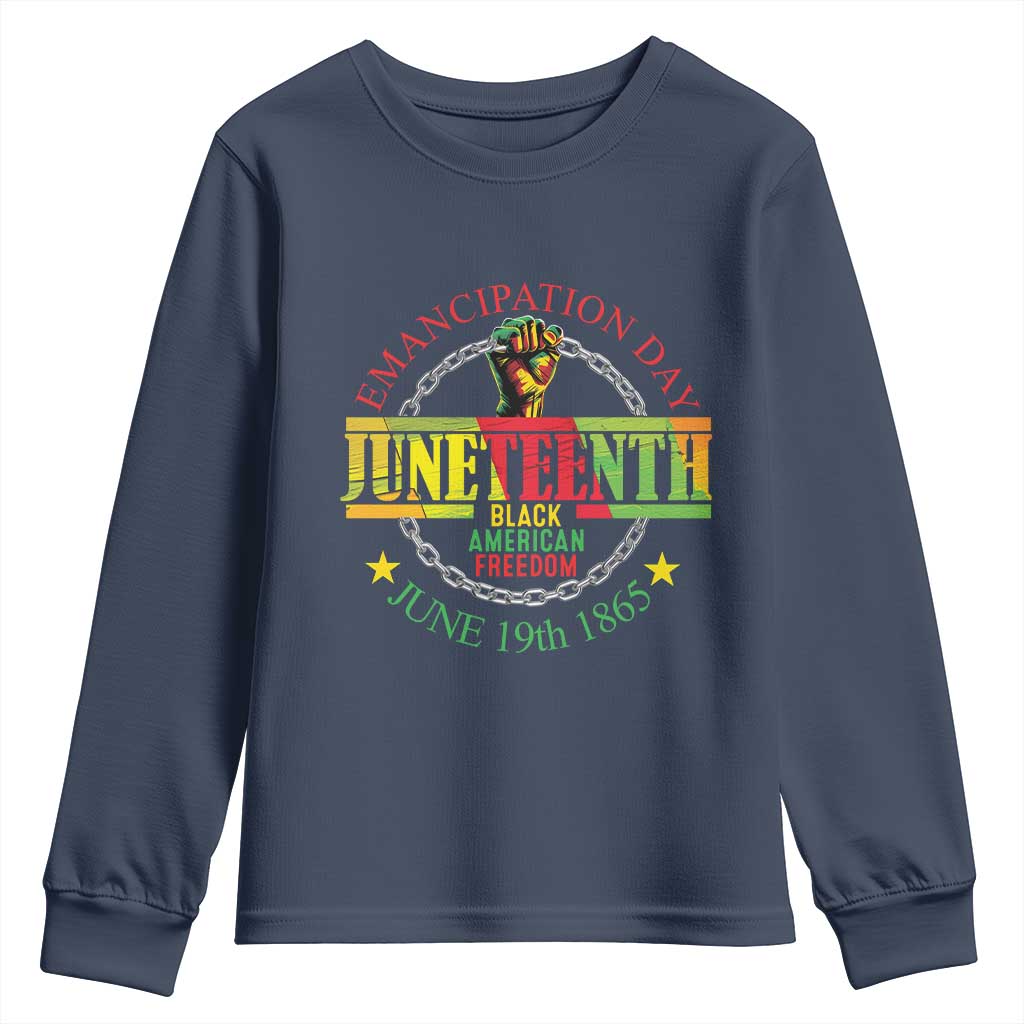 Juneteenth 1865 Youth Sweatshirt Emancipation Day Black American Freedom Melanin Pride TS09 Navy Print Your Wear