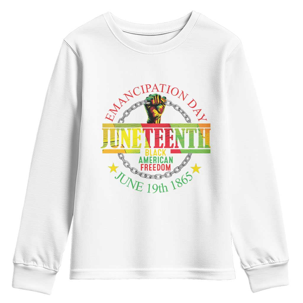 Juneteenth 1865 Youth Sweatshirt Emancipation Day Black American Freedom Melanin Pride TS09 White Print Your Wear