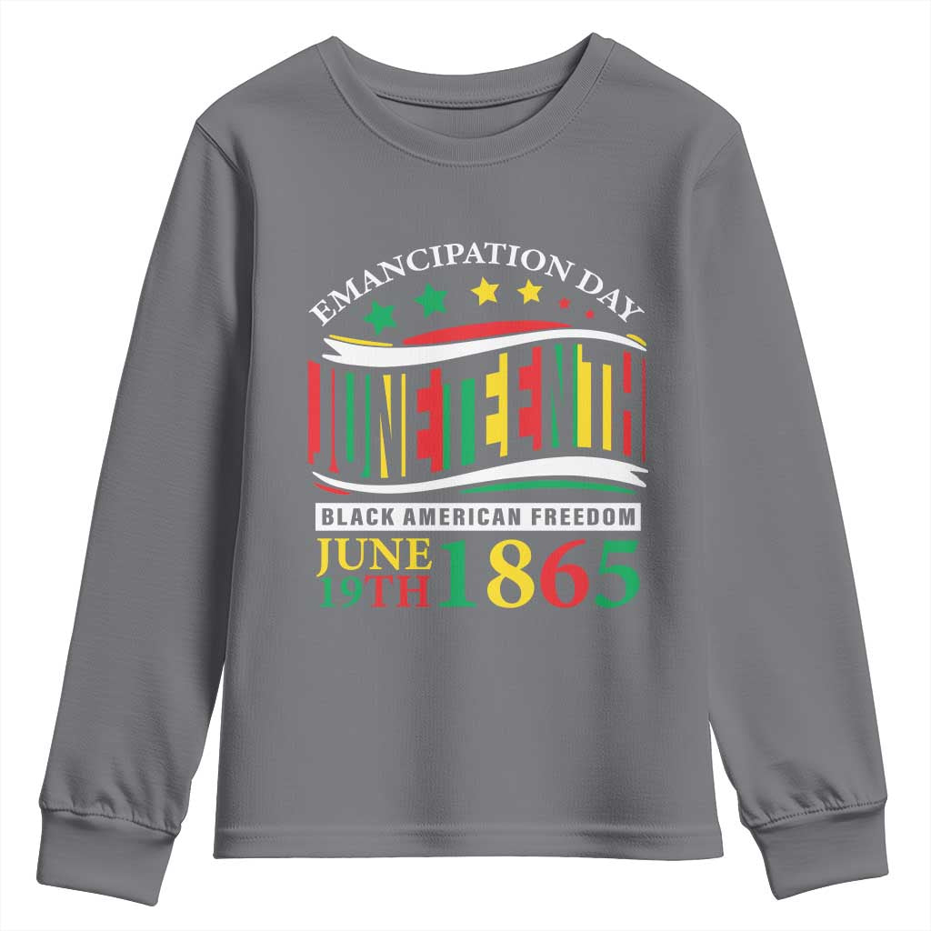 Juneteenth 1865 Youth Sweatshirt Emancipation Day Black American Freedom Black Pride TS09 Charcoal Print Your Wear