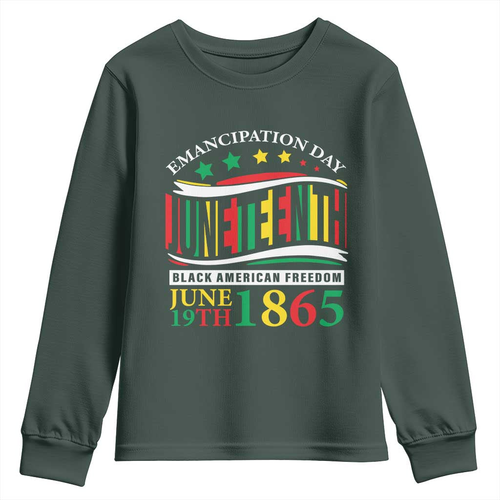 Juneteenth 1865 Youth Sweatshirt Emancipation Day Black American Freedom Black Pride TS09 Dark Forest Green Print Your Wear