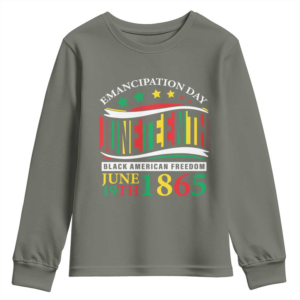Juneteenth 1865 Youth Sweatshirt Emancipation Day Black American Freedom Black Pride TS09 Military Green Print Your Wear