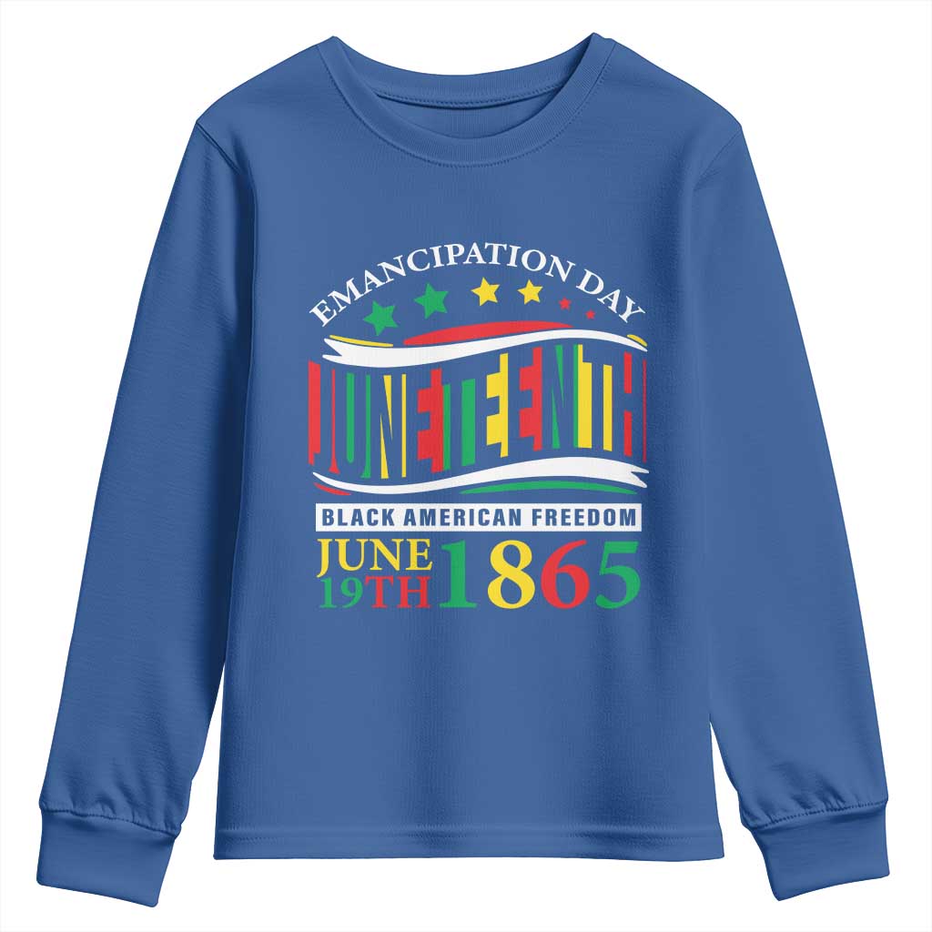 Juneteenth 1865 Youth Sweatshirt Emancipation Day Black American Freedom Black Pride TS09 Royal Blue Print Your Wear
