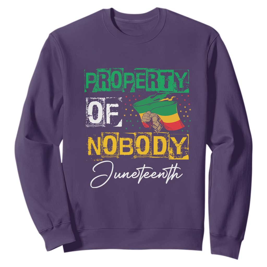 Juneteenth Sweatshirt Property Of Nobody Melanin Black Freedom TS09 Purple Print Your Wear