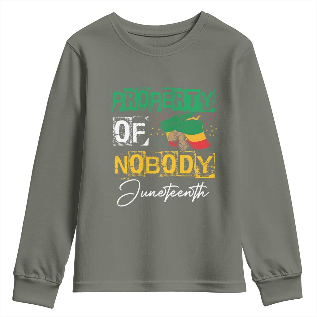 Property Of Nobody Melanin Black Freedom Youth Sweatshirt TS09 Military Green Print Your Wear