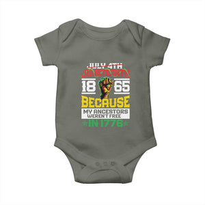 Juneteenth 1865 Baby Onesie Because My Ancestors Weren't Free In 1776 African American TS09 Military Green Print Your Wear