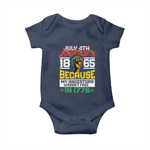 Juneteenth 1865 Baby Onesie Because My Ancestors Weren't Free In 1776 African American TS09 Navy Print Your Wear