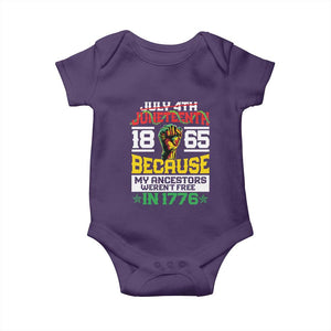 Juneteenth 1865 Baby Onesie Because My Ancestors Weren't Free In 1776 African American TS09 Purple Print Your Wear
