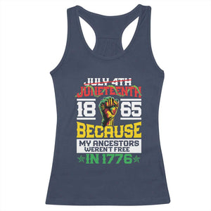 Juneteenth 1865 Racerback Tank Top Because My Ancestors Weren't Free In 1776 African American TS09 Navy Print Your Wear