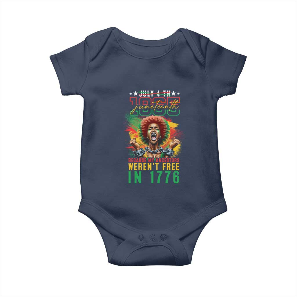 African American Juneteenth Baby Onesie Because My Ancestors Weren't Free In 1776 TS09 Navy Print Your Wear