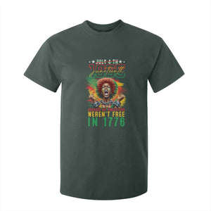 African American Juneteenth T Shirt For Kid Because My Ancestors Weren't Free In 1776 TS09 Dark Forest Green Print Your Wear