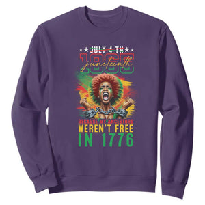 Juneteenth Sweatshirt June 1865 Because My Ancestors Weren't Free In 1776 TS09 Purple Print Your Wear
