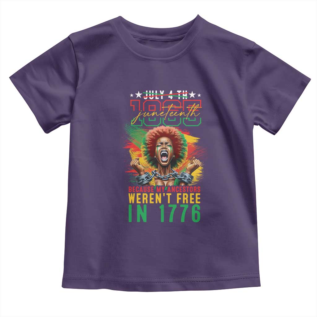African American Juneteenth Toddler T Shirt Because My Ancestors Weren't Free In 1776 TS09 Purple Print Your Wear